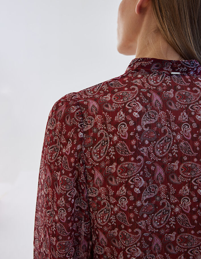 Voile damesblouse met metallic paisleyprint-4