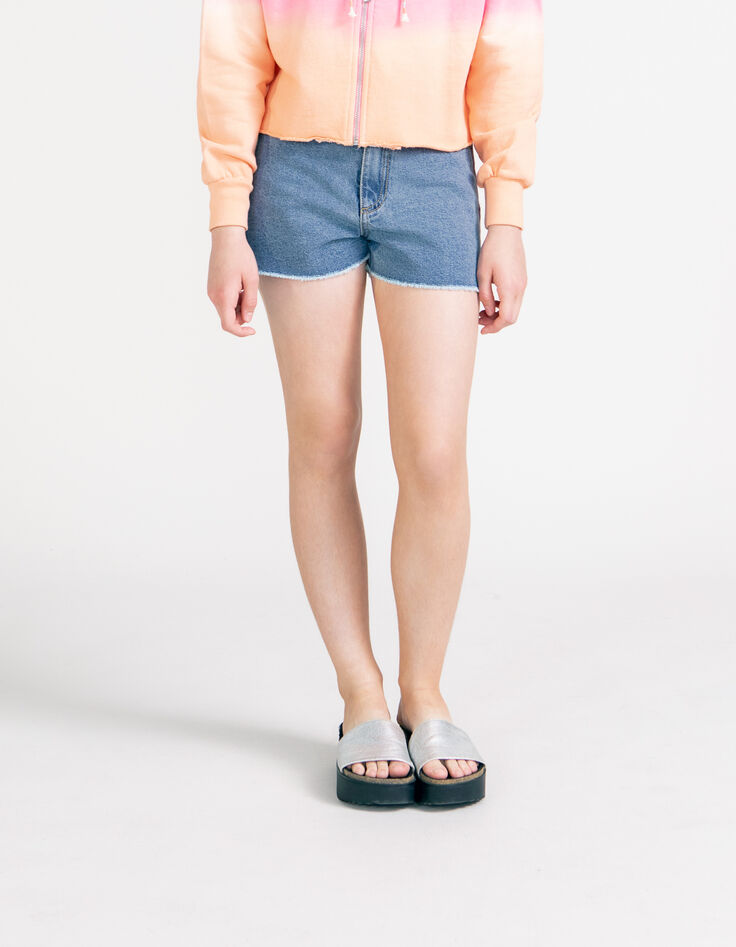 Shorts vaqueros azul waterless hilos bordados ni&ntilde;a-2