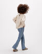 Girls' blue waterless flared jeans with patch pockets-2