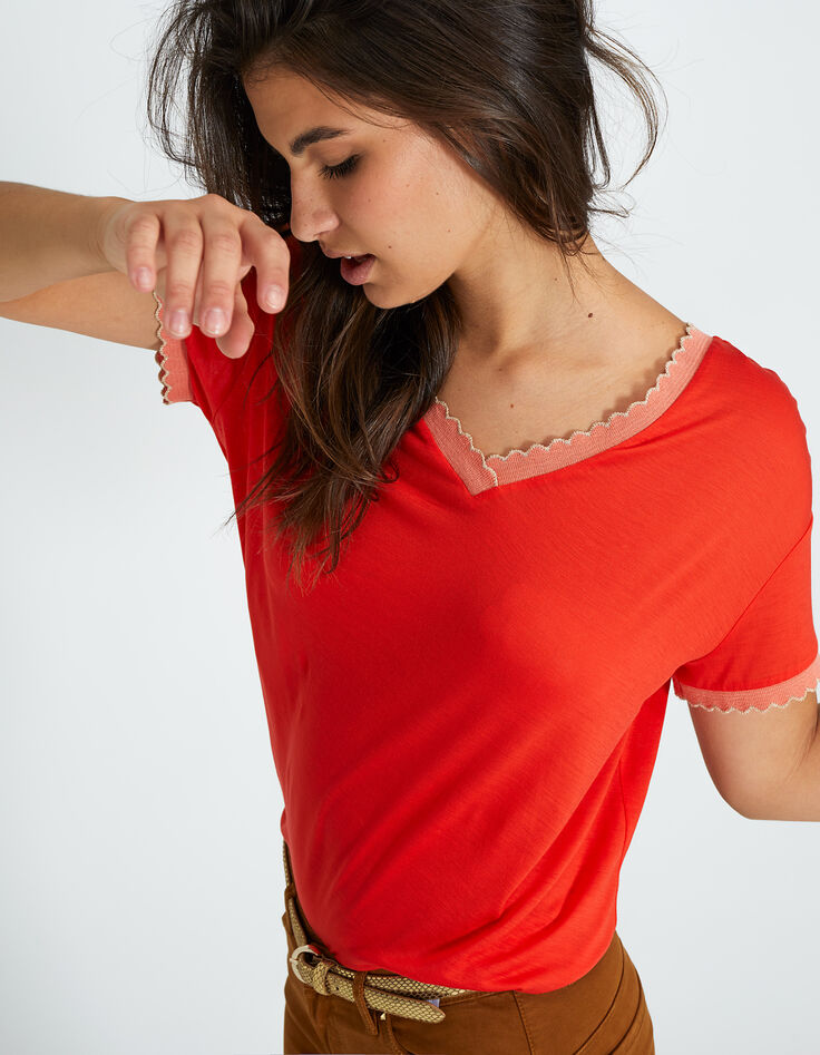 I.Code poppy T-shirt with scallop trim-1 I.Code poppy T-shirt with scallop trim-1