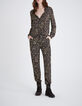 Women’s black fusain print flowing trousers-1