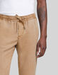 Beige Herrenjogginghose aus Lyocell&reg; mit Gummizug am Bund-4