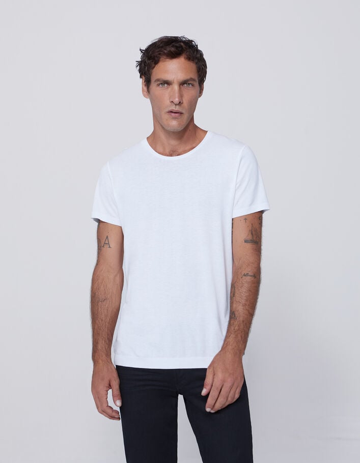 T-shirt blanc coton modal Homme-1