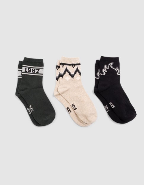 Boys’ black, green and beige socks - IKKS