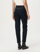 Jean droit marine cropped décor clous Femme-3