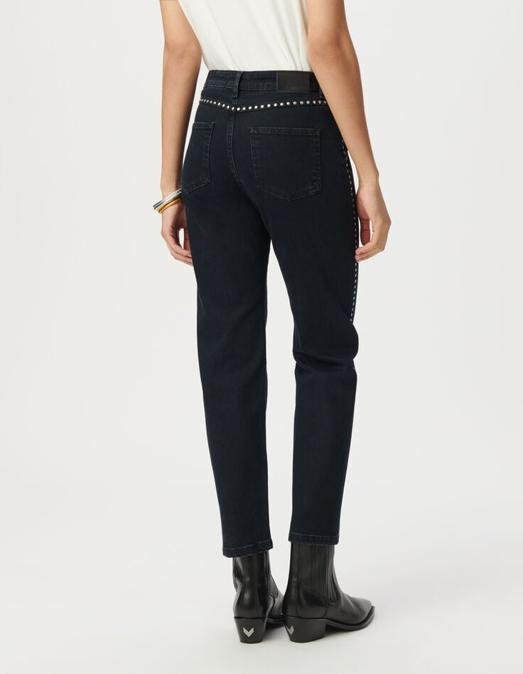 Women’s navy studded cropped straight jeans-3 Women’s navy studded cropped straight jeans-3