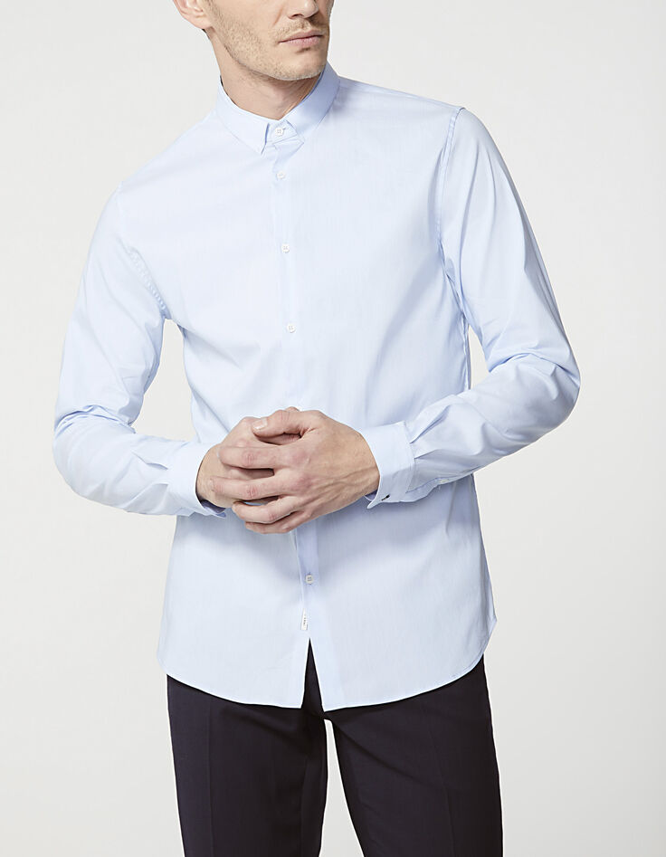 Chemise rayée bleue homme-1