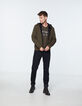 Kaki vest met zwarte Sherpa voering Heren-6