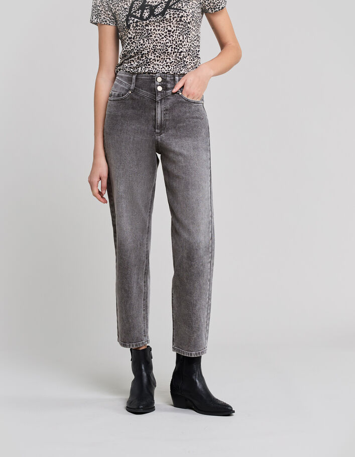 Women’s grey BCI cotton cropped slouchy jeans - IKKS