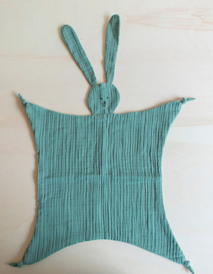 Doudou lapin vert coton biologique GABRIELLE PARIS-1