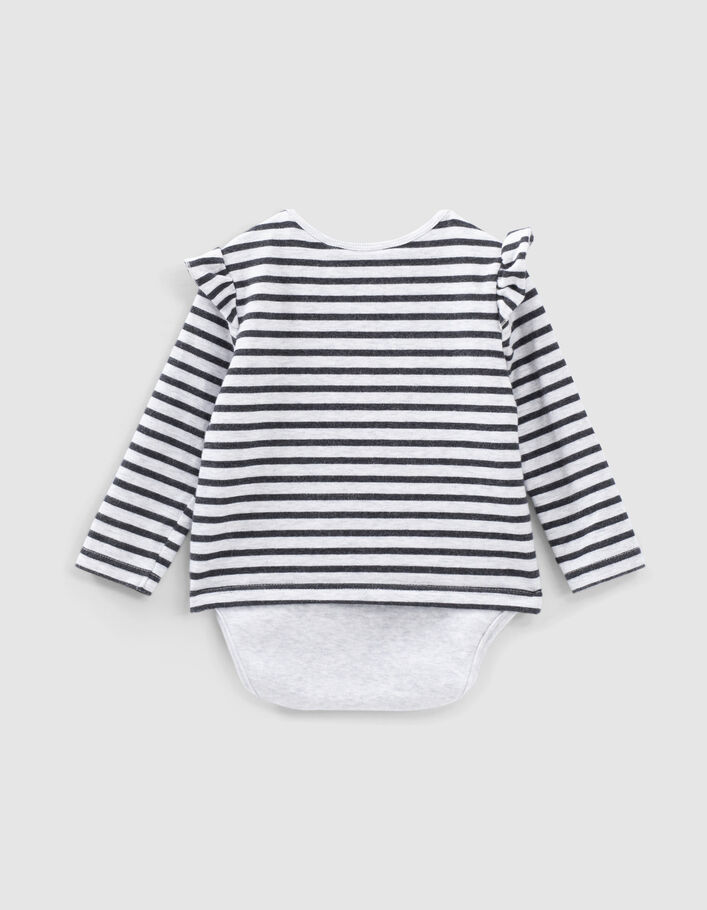 Baby’s putty marl organic cotton bodysuit with ruffles - IKKS