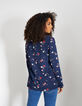 I.Code navy blue Floral Preppy print suit jacket-3