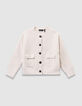 Beige gebreid donzig vest met knopen meisjes-1