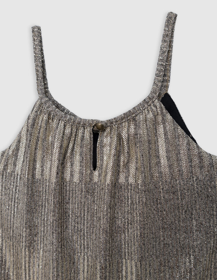 Robe longue dorée à fines bretelles fille-7