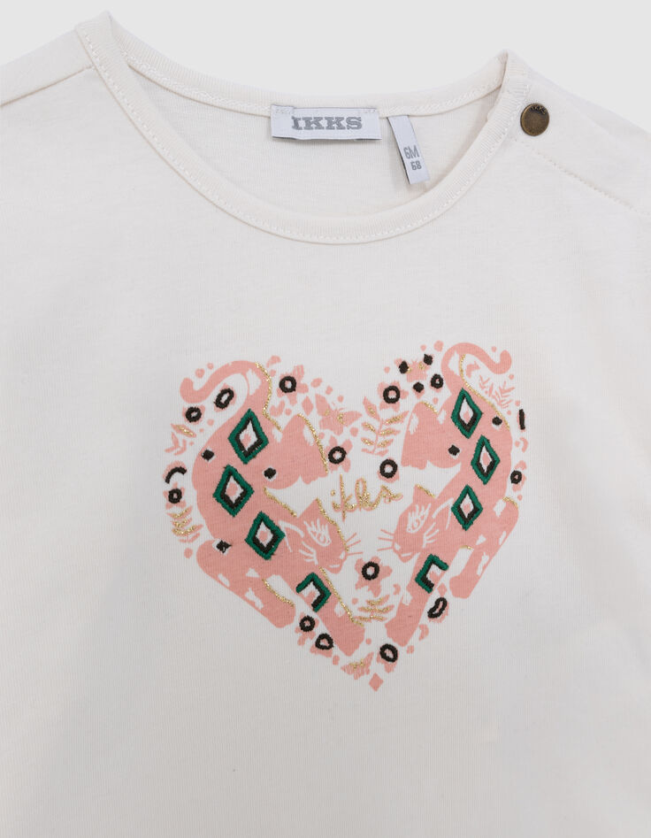 Beige visueel t-shirt hartjes-panthers baby meisje-2