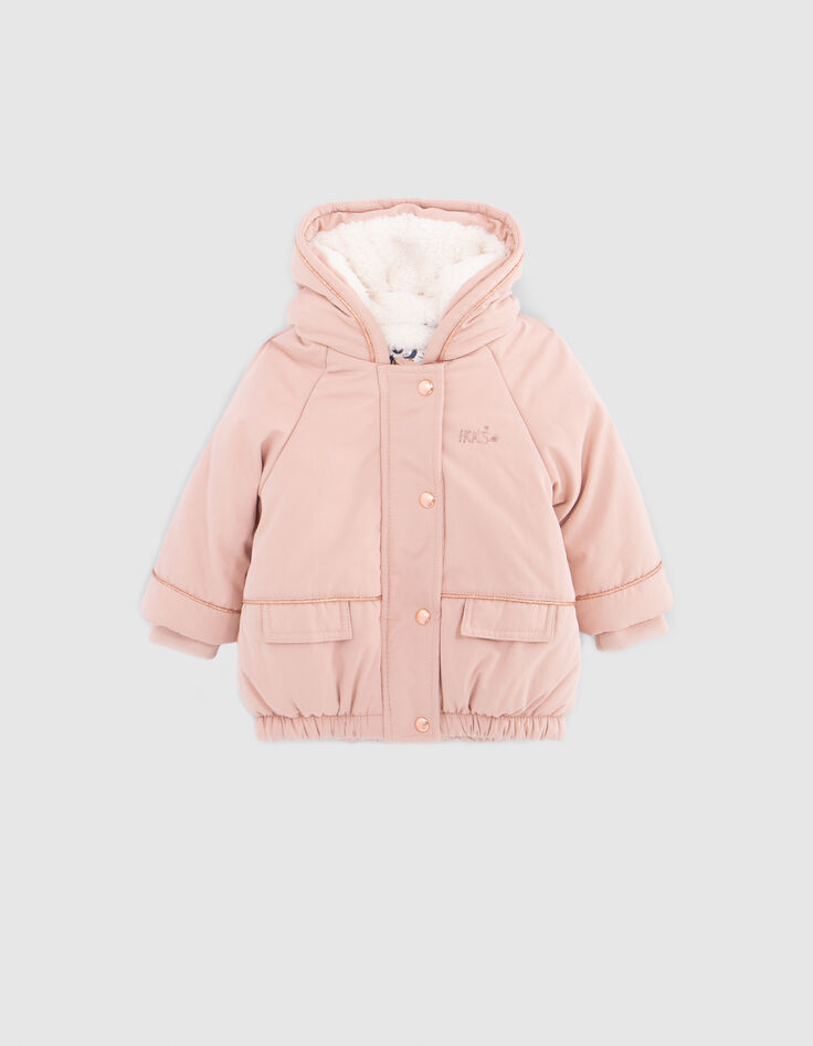 Parka rose fourrée bébé fille-1