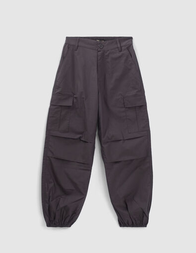 Grijze BATTLEbroek canvasstof parachutestijl meisjes - IKKS