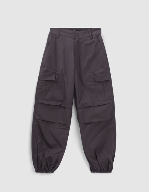 Grijze BATTLEbroek canvasstof parachutestijl meisjes - IKKS