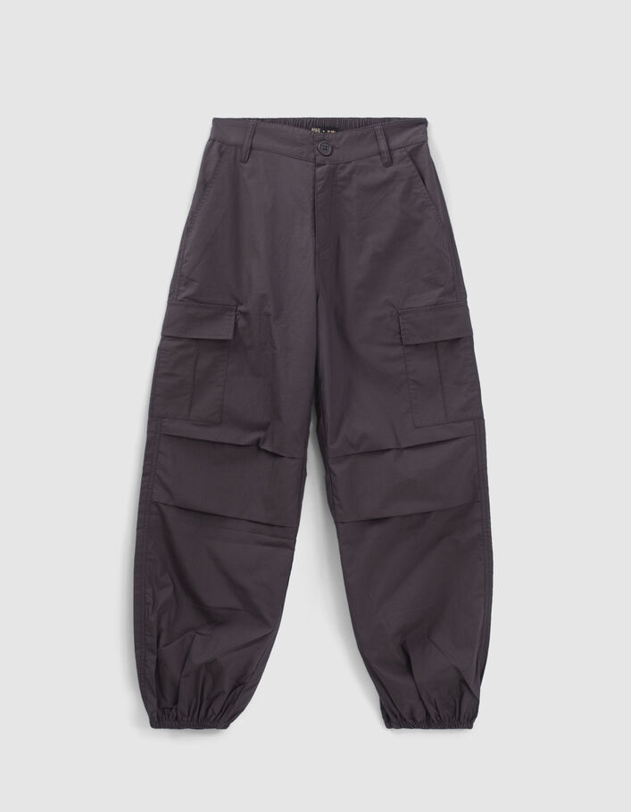 Girls’ grey parachute-style canvas COMBAT trousers - IKKS
