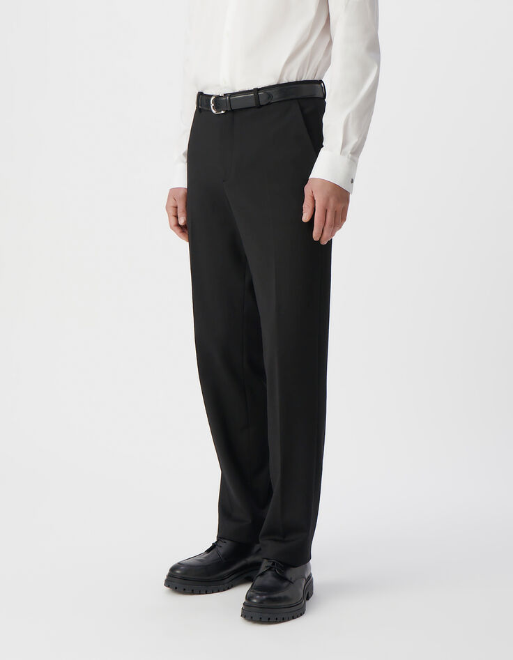 Men&rsquo;s black Milano knit STRAIGHT suit trousers-2