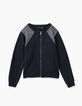 Girls’ navy and silver knit cardigan-1