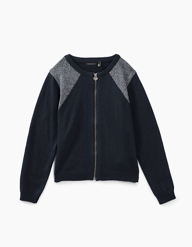 Girls’ navy and silver knit cardigan - IKKS