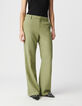 Women's green linen and cotton suit pants-3