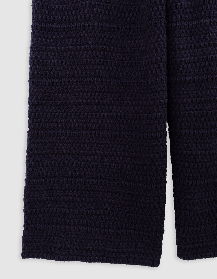 Fancy knitted navy pants relief girl-6