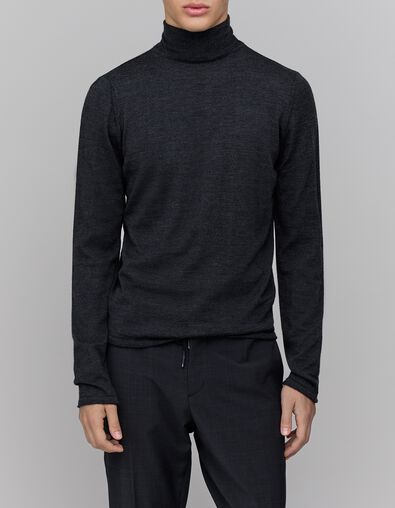 Men's anthracite turtleneck knit sweater - IKKS