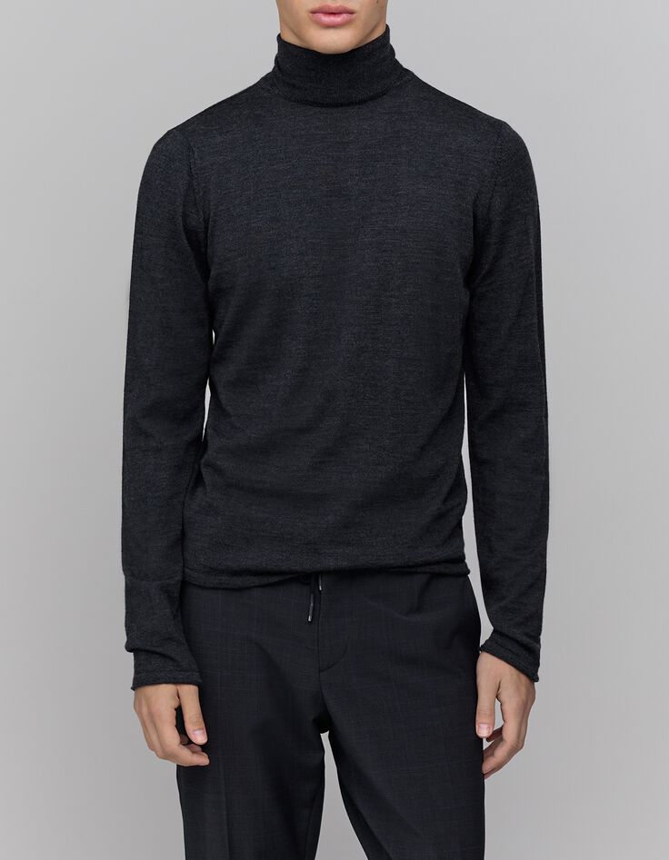 Men's anthracite turtleneck knit sweater-1