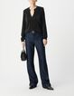 Women's black pleated collared blouse-1