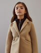 Manteau beige clair à capuche noire amovible fille-1