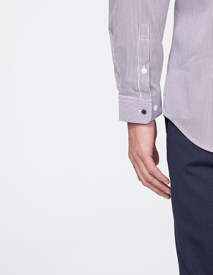 Camisa SLIM de rayas burdeos Hombre-5