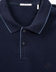 Polo marine Interlock avec col bord-côte rayé Homme-3