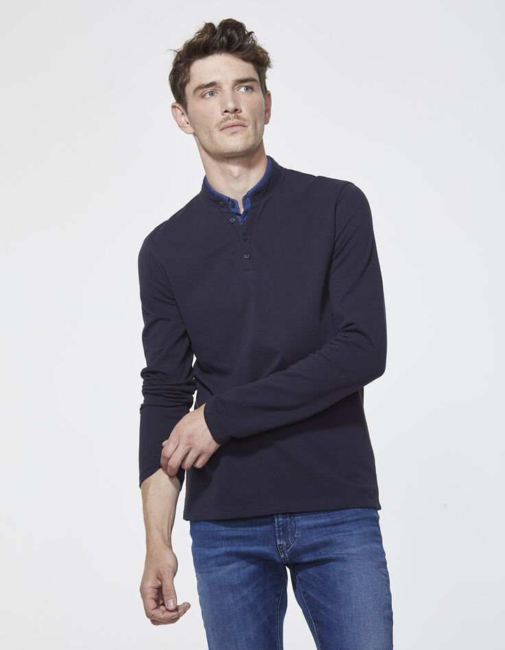 Men's dark blue polo shirt-1 Men's dark blue polo shirt-1