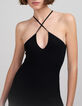 Schwarzes langes Netz-Spitzenkleid für Damen-5