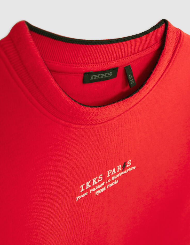 Sudadera de niño de forro polar rojo con mensaje bordado-5 Sudadera de niño de forro polar rojo con mensaje bordado-5