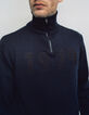 Men&rsquo;s navy knit IKKS x DUVILLARD zip-neck sweater-5