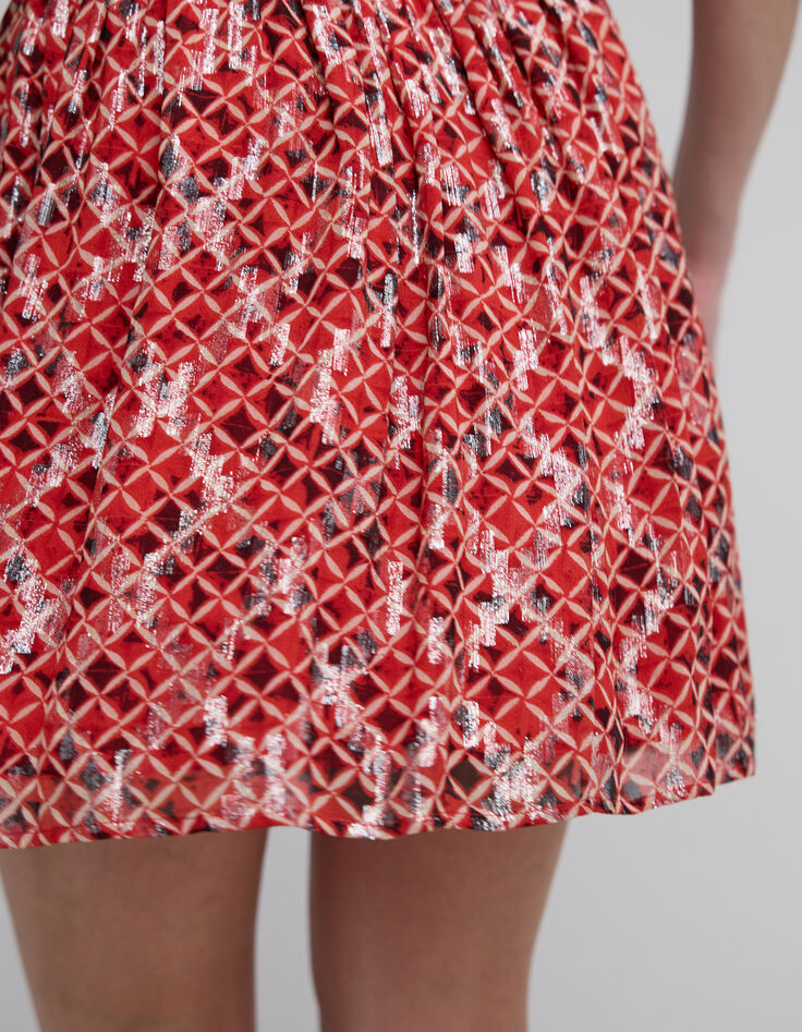 Jupe courte rouge imprim&eacute; Trellis femme-3