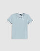 Grünes Jungen-T-Shirt mit Reliefstreifen-2