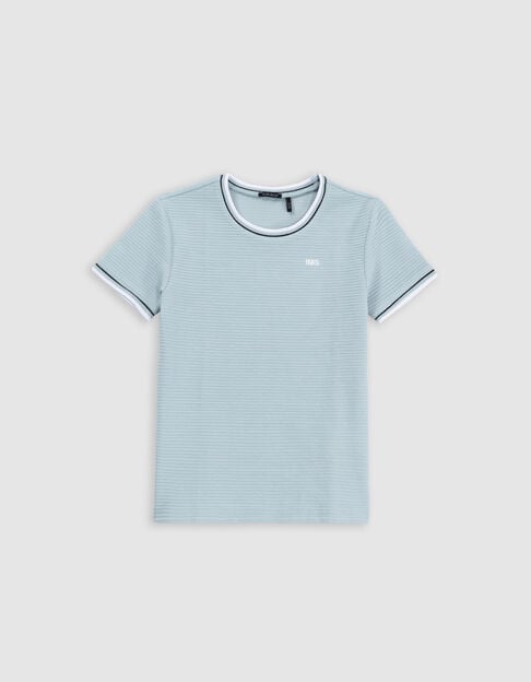 T-shirt vert avec rayures en relief garçon - IKKS
