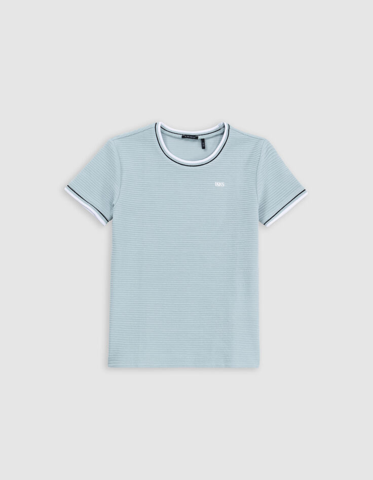 Grünes Jungen-T-Shirt mit Reliefstreifen-2
