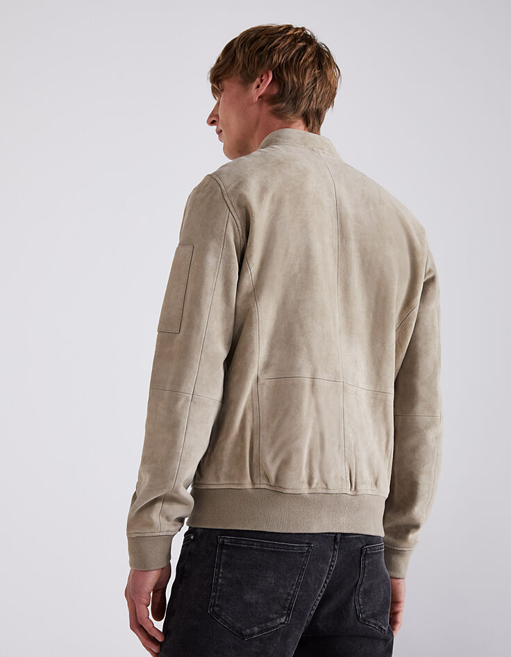 Nerzbraune Herren-Velourslederjacke im Bomberstil-3