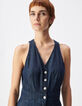 Dames jumpsuit zonder mouwen en rauw denim-5