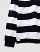 Boys’ black long-sleeved polo shirt with ecru stripes-7