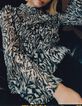 Women's ivory zebra lurex print blouse-7