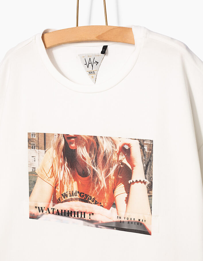 Gebroken wit T-shirt WATAHHHH ! meisjes-5