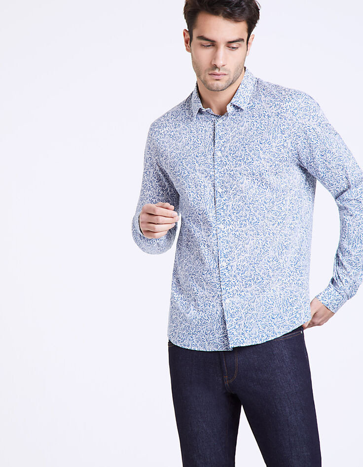 Camisa slim Liberty hojas índigo Hombre-3 Camisa slim Liberty hojas índigo Hombre-3