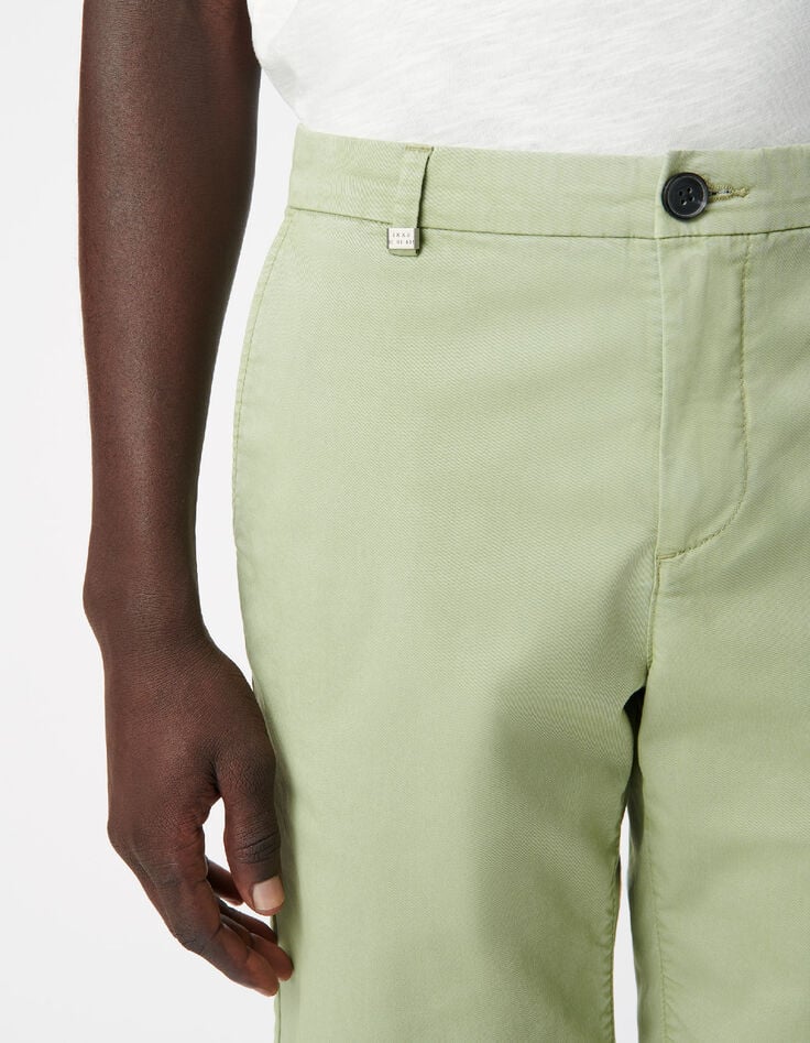 Men's green slim-fit chino shorts-4