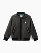 Boys’ anthracite grey marl Sherpa collar jacket-3